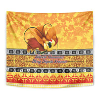 PNG Hamamas Krismas Tapestry Papua New Guinea Bird Of Paradise Merry Christmas Gold Style - Wonder Print Shop