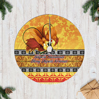 PNG Hamamas Krismas Tree Skirt Papua New Guinea Bird Of Paradise Merry Christmas Gold Style - Wonder Print Shop
