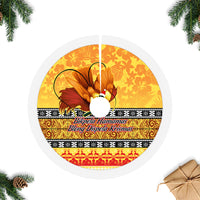 PNG Hamamas Krismas Tree Skirt Papua New Guinea Bird Of Paradise Merry Christmas Gold Style - Wonder Print Shop
