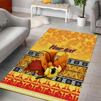 Personalised PNG Hamamas Krismas Area Rug Papua New Guinea Bird Of Paradise Merry Christmas Gold Style LT9 - Wonder Print Shop