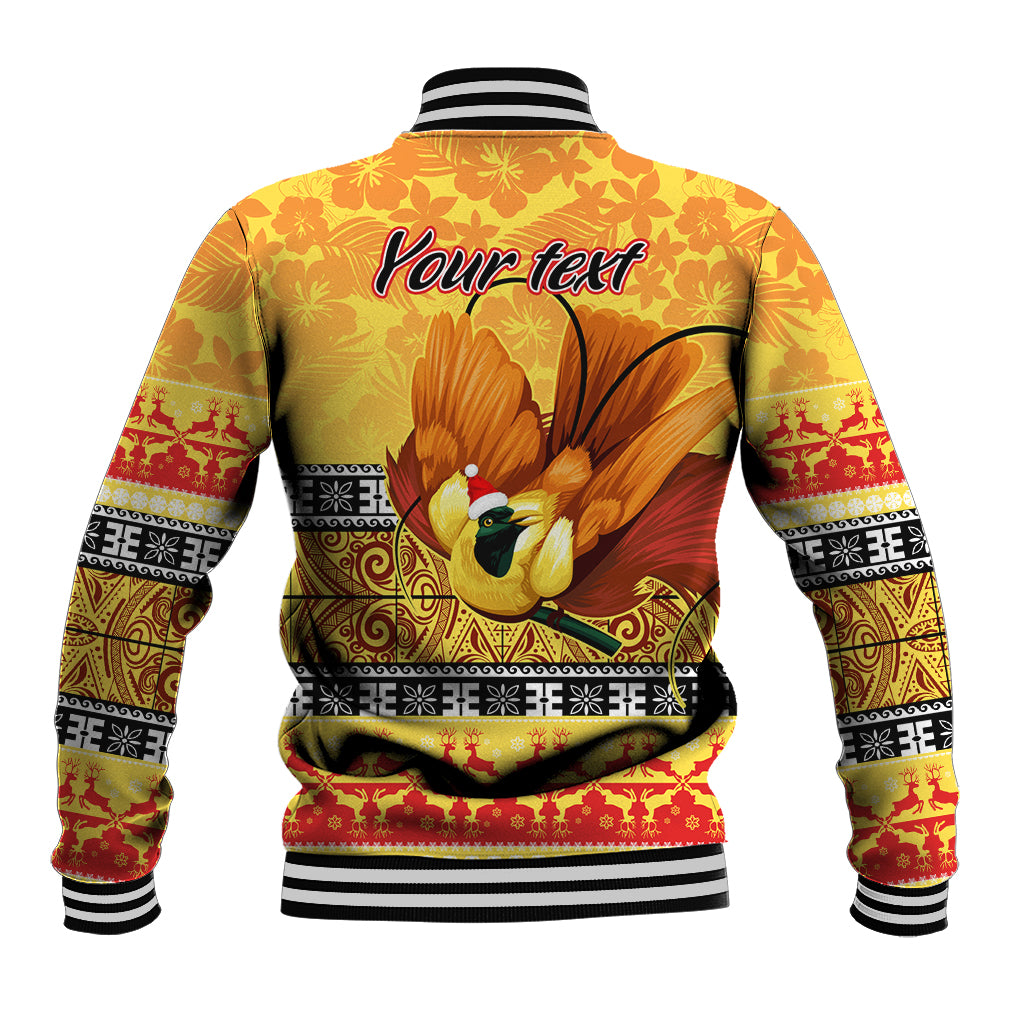 Personalised PNG Hamamas Krismas Baseball Jacket Papua New Guinea Bird Of Paradise Merry Christmas Gold Style LT9 - Wonder Print Shop