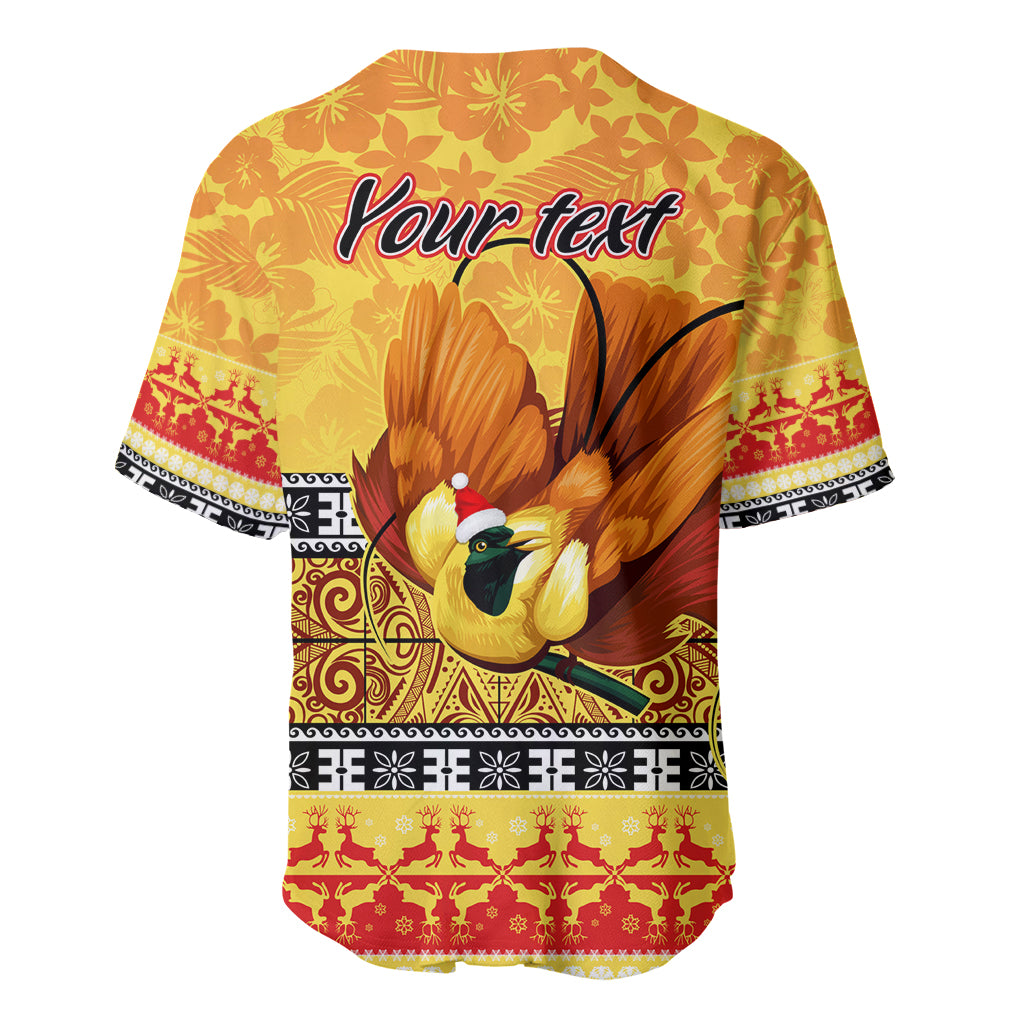 Personalised PNG Hamamas Krismas Baseball Jersey Papua New Guinea Bird Of Paradise Merry Christmas Gold Style LT9 - Wonder Print Shop