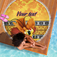 Personalised PNG Hamamas Krismas Beach Blanket Papua New Guinea Bird Of Paradise Merry Christmas Gold Style LT9 - Wonder Print Shop