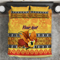 Personalised PNG Hamamas Krismas Bedding Set Papua New Guinea Bird Of Paradise Merry Christmas Gold Style LT9 - Wonder Print Shop