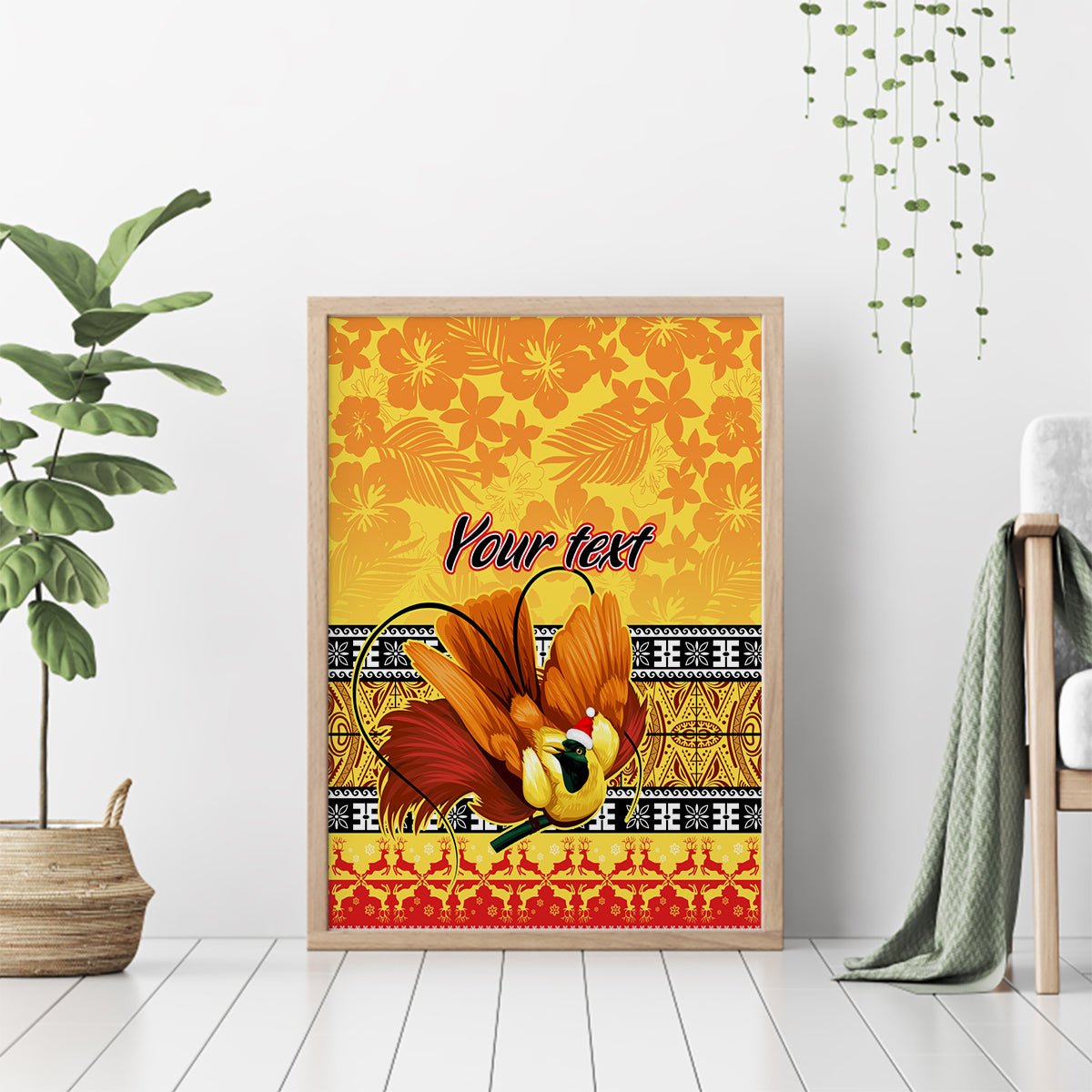 Personalised PNG Hamamas Krismas Canvas Wall Art Papua New Guinea Bird Of Paradise Merry Christmas Gold Style LT9 - Wonder Print Shop
