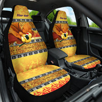 Personalised PNG Hamamas Krismas Car Seat Cover Papua New Guinea Bird Of Paradise Merry Christmas Gold Style LT9 - Wonder Print Shop