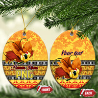 Personalised PNG Hamamas Krismas Ceramic Ornament Papua New Guinea Bird Of Paradise Merry Christmas Gold Style LT9 - Wonder Print Shop