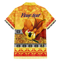 Personalised PNG Hamamas Krismas Family Matching Long Sleeve Bodycon Dress and Hawaiian Shirt Papua New Guinea Bird Of Paradise Merry Christmas Gold Style LT9 - Wonder Print Shop