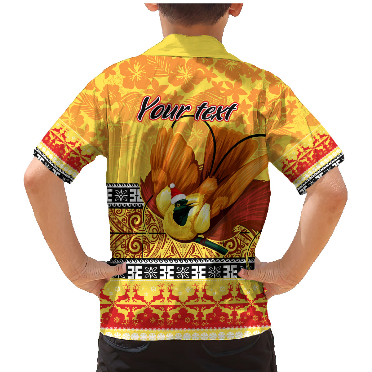 Personalised PNG Hamamas Krismas Family Matching Mermaid Dress and Hawaiian Shirt Papua New Guinea Bird Of Paradise Merry Christmas Gold Style LT9 - Wonder Print Shop