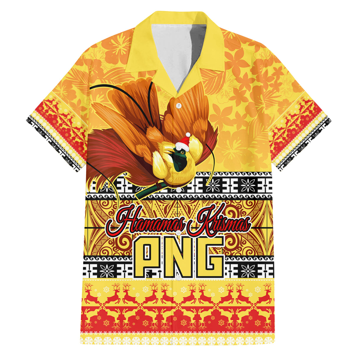 Personalised PNG Hamamas Krismas Family Matching Mermaid Dress and Hawaiian Shirt Papua New Guinea Bird Of Paradise Merry Christmas Gold Style LT9 - Wonder Print Shop