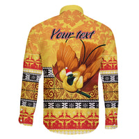 Personalised PNG Hamamas Krismas Family Matching Mermaid Dress and Hawaiian Shirt Papua New Guinea Bird Of Paradise Merry Christmas Gold Style LT9 - Wonder Print Shop