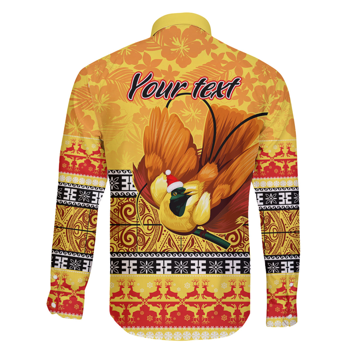 Personalised PNG Hamamas Krismas Family Matching Off Shoulder Short Dress and Hawaiian Shirt Papua New Guinea Bird Of Paradise Merry Christmas Gold Style LT9 - Wonder Print Shop
