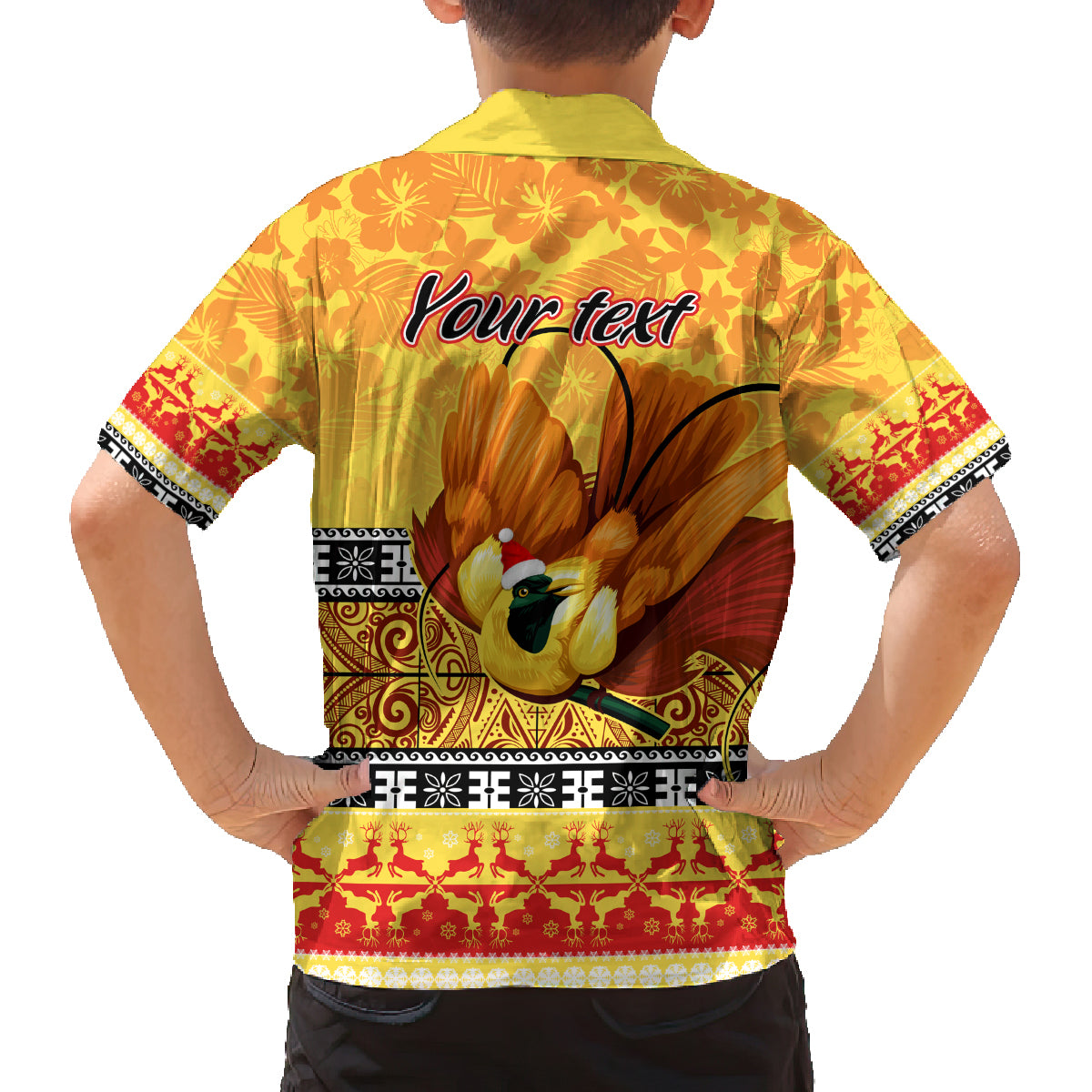 Personalised PNG Hamamas Krismas Family Matching Puletasi Dress and Hawaiian Shirt Papua New Guinea Bird Of Paradise Merry Christmas Gold Style - Wonder Print Shop