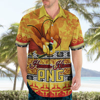 Personalised PNG Hamamas Krismas Hawaiian Shirt Papua New Guinea Bird Of Paradise Merry Christmas Gold Style - Wonder Print Shop