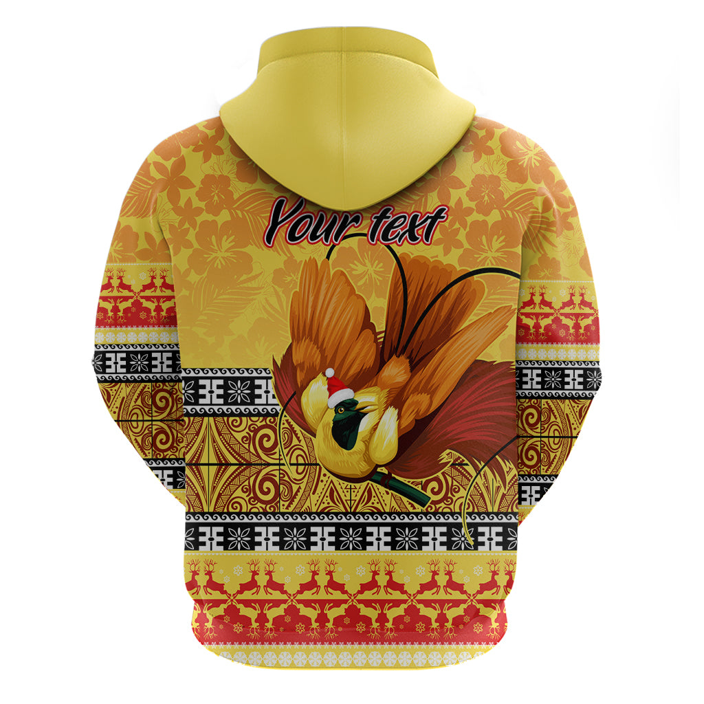 Personalised PNG Hamamas Krismas Hoodie Papua New Guinea Bird Of Paradise Merry Christmas Gold Style - Wonder Print Shop