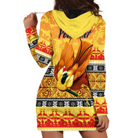 Personalised PNG Hamamas Krismas Hoodie Dress Papua New Guinea Bird Of Paradise Merry Christmas Gold Style - Wonder Print Shop