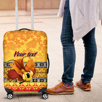 Personalised PNG Hamamas Krismas Luggage Cover Papua New Guinea Bird Of Paradise Merry Christmas Gold Style - Wonder Print Shop