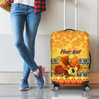 Personalised PNG Hamamas Krismas Luggage Cover Papua New Guinea Bird Of Paradise Merry Christmas Gold Style - Wonder Print Shop