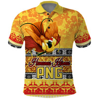 Personalised PNG Hamamas Krismas Polo Shirt Papua New Guinea Bird Of Paradise Merry Christmas Gold Style - Wonder Print Shop