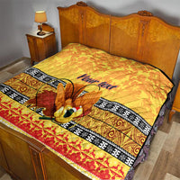 Personalised PNG Hamamas Krismas Quilt Papua New Guinea Bird Of Paradise Merry Christmas Gold Style - Wonder Print Shop