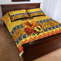 Personalised PNG Hamamas Krismas Quilt Bed Set Papua New Guinea Bird Of Paradise Merry Christmas Gold Style - Wonder Print Shop
