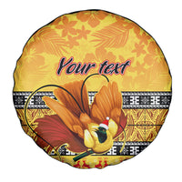 Personalised PNG Hamamas Krismas Spare Tire Cover Papua New Guinea Bird Of Paradise Merry Christmas Gold Style - Wonder Print Shop