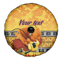 Personalised PNG Hamamas Krismas Spare Tire Cover Papua New Guinea Bird Of Paradise Merry Christmas Gold Style - Wonder Print Shop