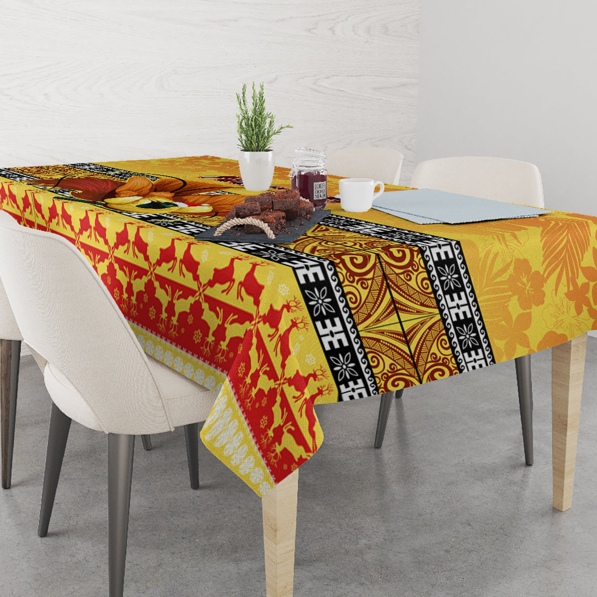 Personalised PNG Hamamas Krismas Tablecloth Papua New Guinea Bird Of Paradise Merry Christmas Gold Style - Wonder Print Shop