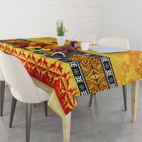 Personalised PNG Hamamas Krismas Tablecloth Papua New Guinea Bird Of Paradise Merry Christmas Gold Style - Wonder Print Shop