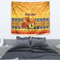 Personalised PNG Hamamas Krismas Tapestry Papua New Guinea Bird Of Paradise Merry Christmas Gold Style - Wonder Print Shop
