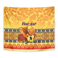 Personalised PNG Hamamas Krismas Tapestry Papua New Guinea Bird Of Paradise Merry Christmas Gold Style - Wonder Print Shop