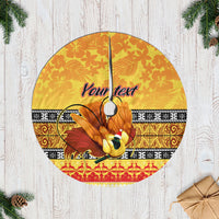 Personalised PNG Hamamas Krismas Tree Skirt Papua New Guinea Bird Of Paradise Merry Christmas Gold Style - Wonder Print Shop