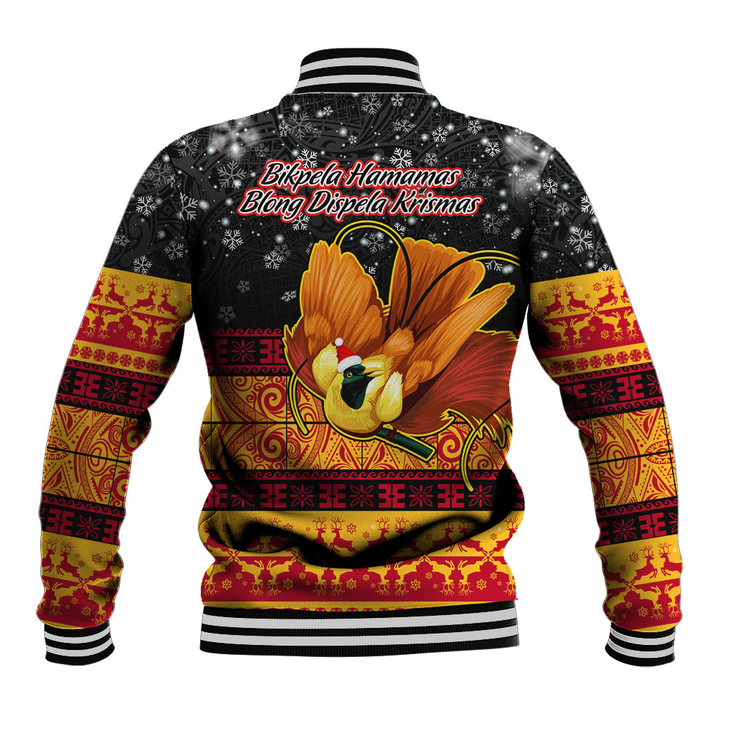 PNG Hamamas Krismas Baseball Jacket Papua New Guinea Bird Of Paradise Merry Christmas Black Style LT9 - Wonder Print Shop