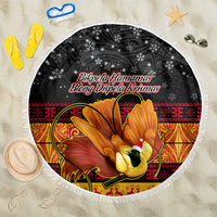 PNG Hamamas Krismas Beach Blanket Papua New Guinea Bird Of Paradise Merry Christmas Black Style LT9 - Wonder Print Shop
