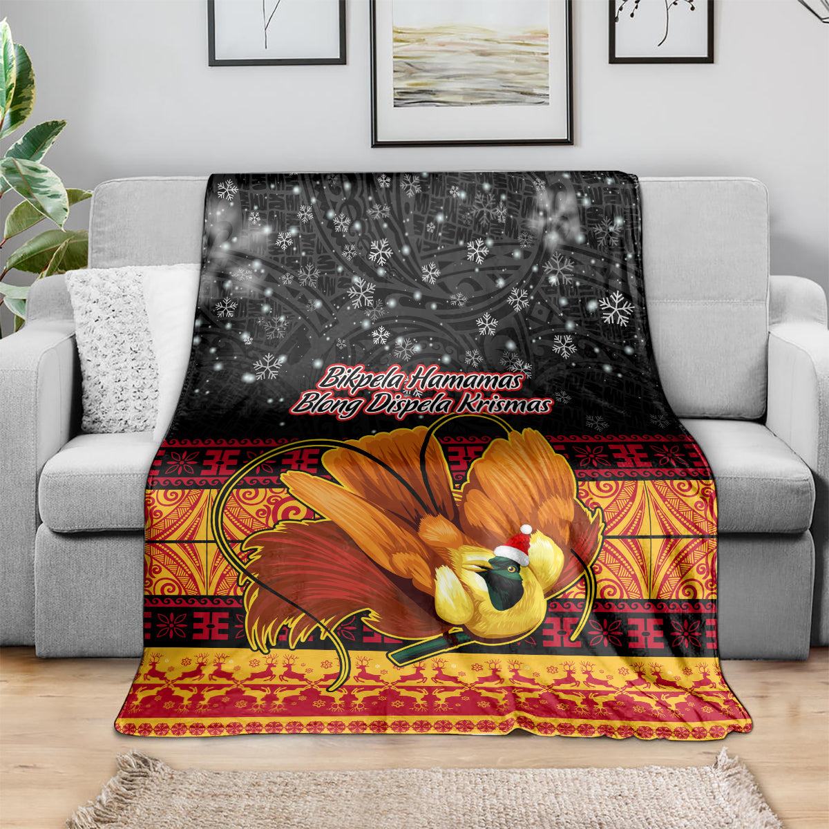 png-hamamas-krismas-blanket-papua-new-guinea-bird-of-paradise-merry-christmas-black-style