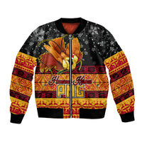 PNG Hamamas Krismas Bomber Jacket Papua New Guinea Bird Of Paradise Merry Christmas Black Style LT9 - Wonder Print Shop