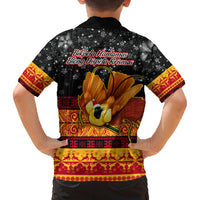 PNG Hamamas Krismas Family Matching Off Shoulder Maxi Dress and Hawaiian Shirt Papua New Guinea Bird Of Paradise Merry Christmas Black Style LT9 - Wonder Print Shop