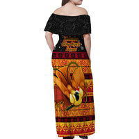 PNG Hamamas Krismas Family Matching Off Shoulder Maxi Dress and Hawaiian Shirt Papua New Guinea Bird Of Paradise Merry Christmas Black Style LT9 - Wonder Print Shop