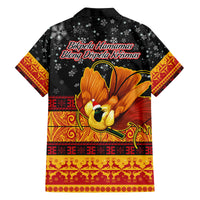 PNG Hamamas Krismas Family Matching Off Shoulder Short Dress and Hawaiian Shirt Papua New Guinea Bird Of Paradise Merry Christmas Black Style LT9 - Wonder Print Shop