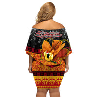 PNG Hamamas Krismas Family Matching Off Shoulder Short Dress and Hawaiian Shirt Papua New Guinea Bird Of Paradise Merry Christmas Black Style LT9 - Wonder Print Shop