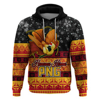 PNG Hamamas Krismas Hoodie Papua New Guinea Bird Of Paradise Merry Christmas Black Style - Wonder Print Shop