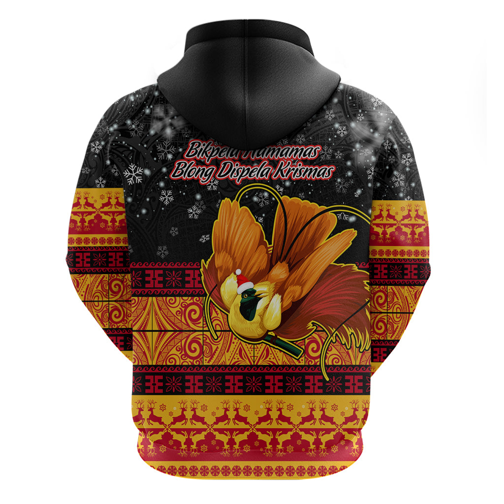 PNG Hamamas Krismas Hoodie Papua New Guinea Bird Of Paradise Merry Christmas Black Style - Wonder Print Shop