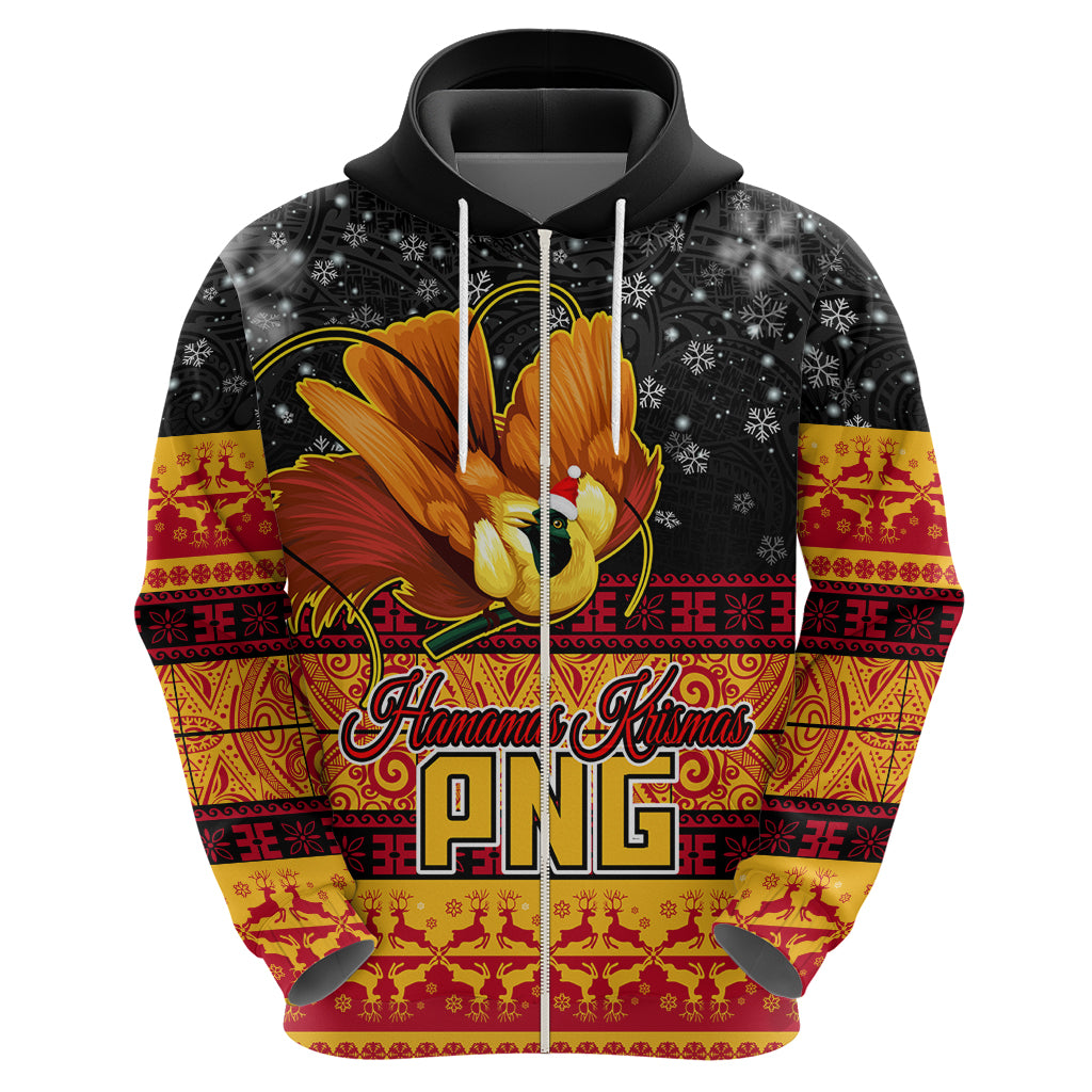 PNG Hamamas Krismas Hoodie Papua New Guinea Bird Of Paradise Merry Christmas Black Style - Wonder Print Shop