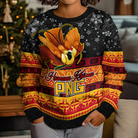 PNG Hamamas Krismas Kid Ugly Christmas Sweater Papua New Guinea Bird Of Paradise Merry Christmas Black Style - Wonder Print Shop