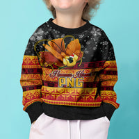 PNG Hamamas Krismas Kid Ugly Christmas Sweater Papua New Guinea Bird Of Paradise Merry Christmas Black Style - Wonder Print Shop
