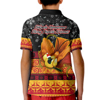 PNG Hamamas Krismas Kid Polo Shirt Papua New Guinea Bird Of Paradise Merry Christmas Black Style - Wonder Print Shop