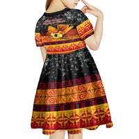 PNG Hamamas Krismas Kid Short Sleeve Dress Papua New Guinea Bird Of Paradise Merry Christmas Black Style - Wonder Print Shop