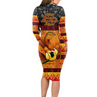 PNG Hamamas Krismas Long Sleeve Bodycon Dress Papua New Guinea Bird Of Paradise Merry Christmas Black Style - Wonder Print Shop