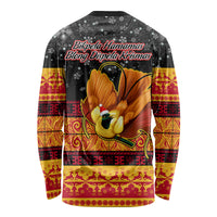 PNG Hamamas Krismas Long Sleeve Shirt Papua New Guinea Bird Of Paradise Merry Christmas Black Style - Wonder Print Shop