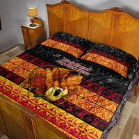 PNG Hamamas Krismas Quilt Bed Set Papua New Guinea Bird Of Paradise Merry Christmas Black Style - Wonder Print Shop